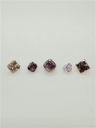 5 DIAMANTI NATURAL POLISHED 0,9 NATURAL FANCY ROSA -I2-I3 - CERTIFICATO MAROZ DIAMONDS - F40801-23