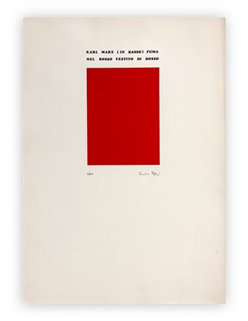 EMILIO ISGRÒ (1937) - Karl Marx (in basso) fuma nel rosso vestito di rosso, 1974