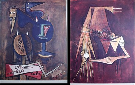 LAM WIFREDO (Sagua la Grande 1902 - Parigi 1982) "LOTTO DI 2 OPERE" A) "Senza...