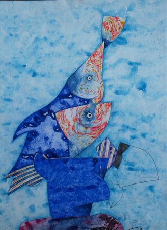 DOVA GIANNI (Roma 1925 - Pisa 1991) "Senza titolo" Tempera su carta intelata...