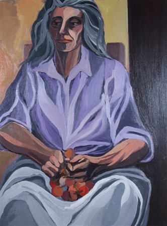 TERRUSO SAVERIO (Monreale 1939 - Milano 2003) "Donna del sud" 1980 Olio su...