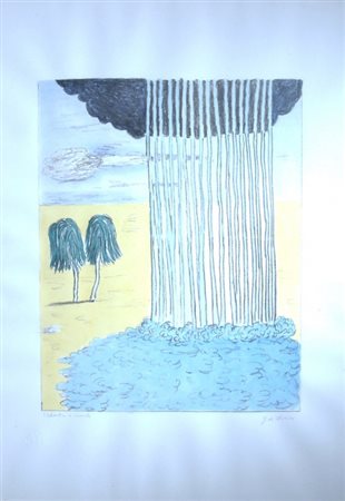 DE CHIRICO GIORGIO (Volos 1888 - Roma 1978) "La pioggia nel deserto"...