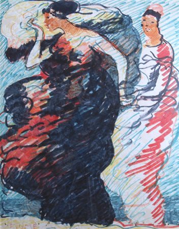 FIUME SALVATORE (Comiso 1915 - Canzo 1997) "Somale" Acrilico su carta da...