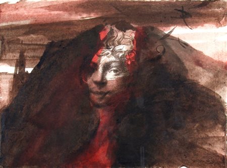 GALLIANI OMAR (Montecchio Emilia 1954) "Figura" 1985 Tecnica mista su carta...