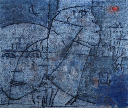 ROGNONI FRANCO (Milano 1913 - Milano 1999) "Passanti" 1988 Olio su tela cm....