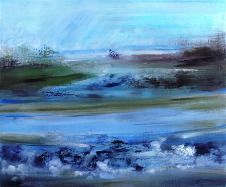 AJMONE GIUSEPPE (Carpignano Sesia 1923 - Romagnano Sesia 2005) "Al fiume" MM...