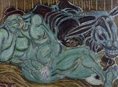 MIGNECO GIUSEPPE (Messina 1908 - Milano 1997) "L'asinaro" 1948 Olio su...