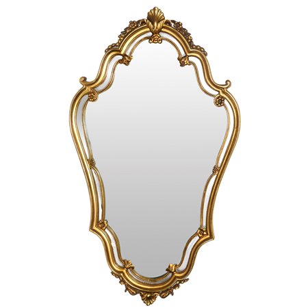 Specchiera sagomata in stile Rococò entro cornice con decori floreali