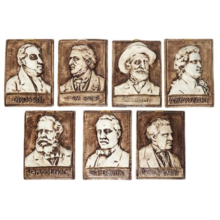 N°7 Placchette in ceramica con ritratti a rilievo di compositori