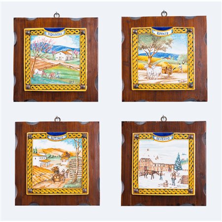 MANIFATTURA ITALIANA SECONDA METÀ XX SECOLO, 4 mattonelle