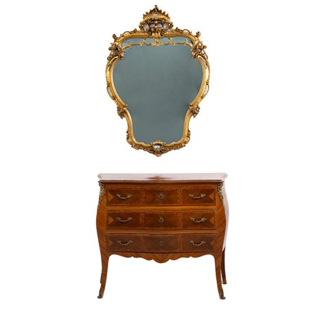 MANIFATTURA ITALIANA DEL XX SECOLO, Cassettone con specchiera