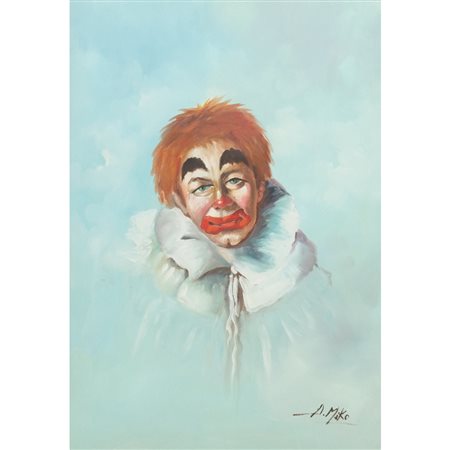 PITTORE DEL XX SECOLO, Pagliaccio, Olio su tela