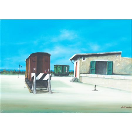 GIUSEPPE PALMIERI, Binario morto, Olio su tela