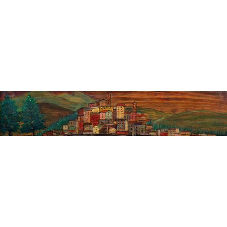 ANONIMO DEL XX SECOLO, Paese, Olio su tavola