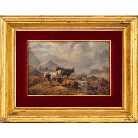 PITTORE INGLESE DEL XIX SECOLO, Olio su cartone pressato