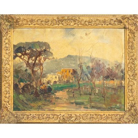 GIUSEPPE CASCIARO, Paesaggio, Olio su tavoletta
