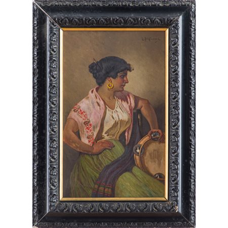 LUIGI DI GIOVANNI, Popolana, Olio su tavoletta