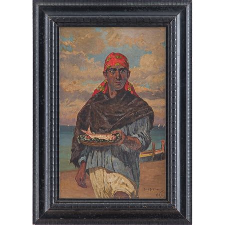 LUIGI DI GIOVANNI, Figura maschile, Olio su tavoletta