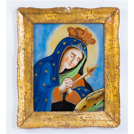 MANIFATTURA SICILIANA DEL XIX SECOLO, Pittura su vetro