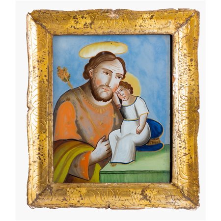 MANIFATTURA SICILIANA DEL XIX SECOLO, Pittura su vetro