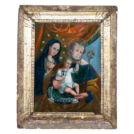 MANIFATTURA SICILIANA DEL XIX SECOLO, Pittura su vetro