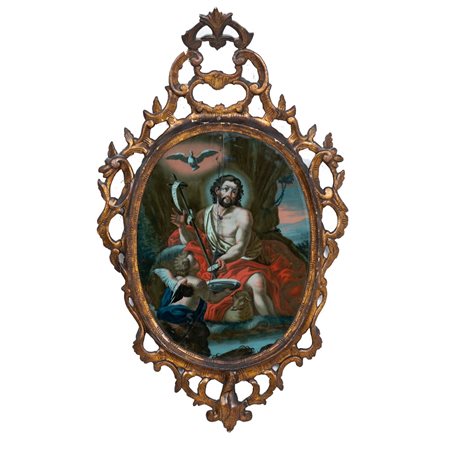 MANIFATTURA SPAGNOLA FINE DEL XVIII SECOLO, Pittura su vetro