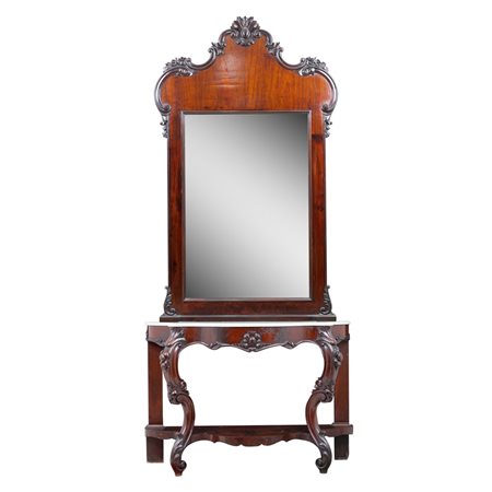 MANIFATTURA SICILIANA DEL XIX SECOLO, Consolle con specchiera