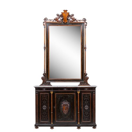 MANIFATTURA SICILIANA FINE DELL'800, Etagere con specchiera