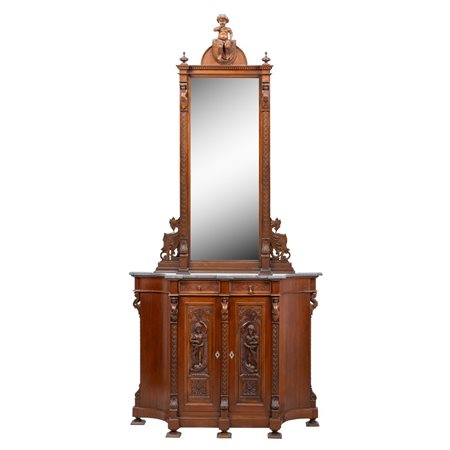 MANIFATTURA SICILIANA FINE DELL'800, Etagere con specchiera