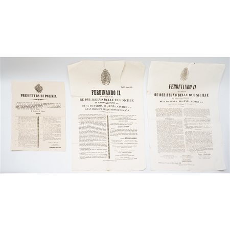 TRE EDITTI A STAMPA DEL REGNO DELLE DUE SICILIE