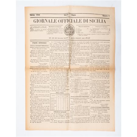 RARA COPIA N. 1 DEL GIORNALE OFFICIALE DI SICILIA