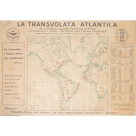 CARTA GEOGRAFICA DE LA TRASVOLATA ATLANTICA DEL ...
