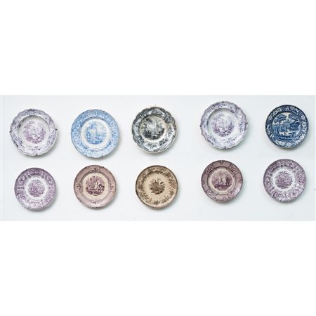 MANIFATTURA INGLESE DEI PRIMI DEL '900, Dieci piatti