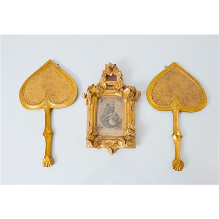 MAN. SICILIANA XIX SEC., Coppia elementi e piccola cornice