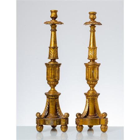 MANIFATTURA SICILIANA DEL XVIII SECOLO, Coppia di torcieri