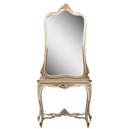 MANIFATTURA SICILIANA FINE XIX SEC., Consolle con specchiera