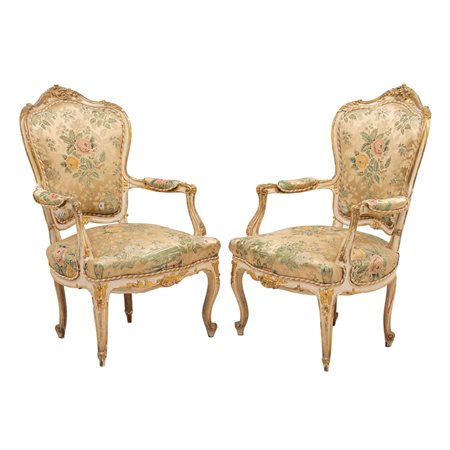MANIFATTURA SICILIANA FINE XIX SECOLO, Coppia di poltrone