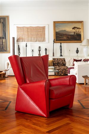 Alessandro Mendini (Milano 1931 - Milano 2019)  - Poltrona in pelle modello 'San Leonardo' , 1986