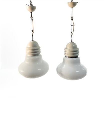 Piero Brombin Coppia di lampade a sospensione modello "Arianna". Produzione Arte