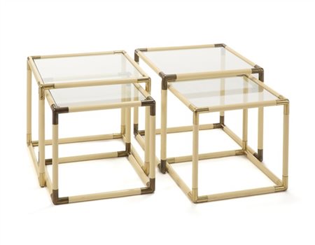 Tommaso Barbi (Attribuito)
Coppia di tavolini a nido con angolari in ottone luci