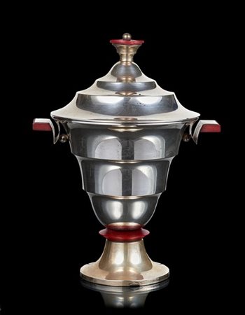 Antonio Giacchè Compostiera Art Déco in argento titolo 800, prese in bachelite r