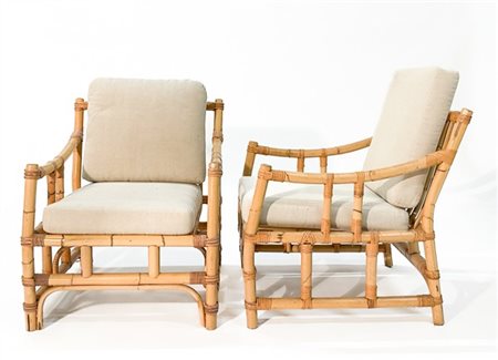 Vivai del Sud (Attribuito)
Coppia di poltrone in giunco. Italia, anni '70. (dife