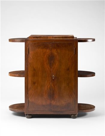 Mobile bar Novecento in legno impiallacciato con vano a due ante e ripiani in c