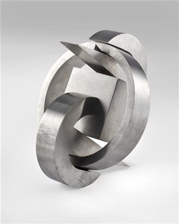 Carlo Mo Scultura in acciaio spazzolato. Milano, anni '70. Multiplo 2/9 firmato