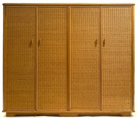 Vivai del Sud (Attribuito)
Armadio a quattro ante in legno, giunco e bambù. Ital