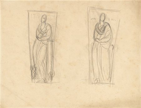 Silvio Zaniboni Lotto di sette fogli, di cui uno disegnato fronte-retro, raffigu