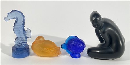 Lalique Lotto composto da quattro diverse statuine raffiguranti un pesce palla,
