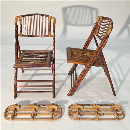 Vivai del Sud (Attribuito)
Coppia di sedie in giunco unite a due appendiabiti. I