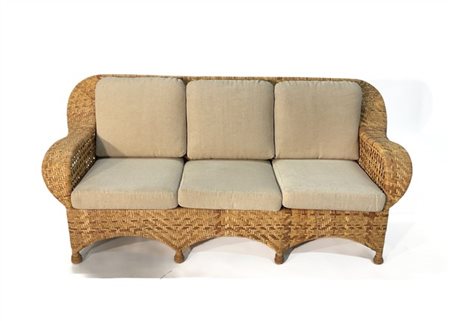 Vivai del Sud (Attribuito)
Grande divano in giunco. Italia, anni '70. (cm 196x85