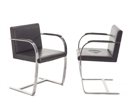 Ludwig Mies van der Rohe Coppia di poltrone modello "Brno". Produzione Knoll, U.